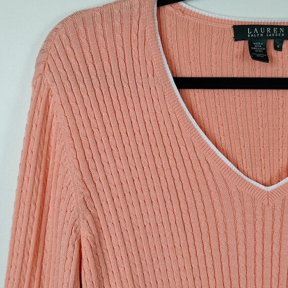 Lauren Ralph Lauren Classic Tennis Cable Knit Sweater Size M Old Money Preppy - Picture 3 of 10